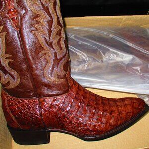 Crocodile Men's Western Cowboy Boots, J Toe, Size 13.5D, Brown, New in Box